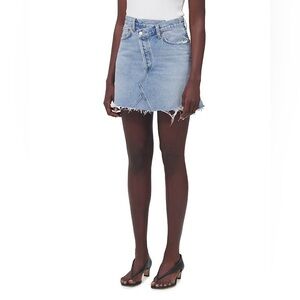 Agoldie crossover denim skirt
